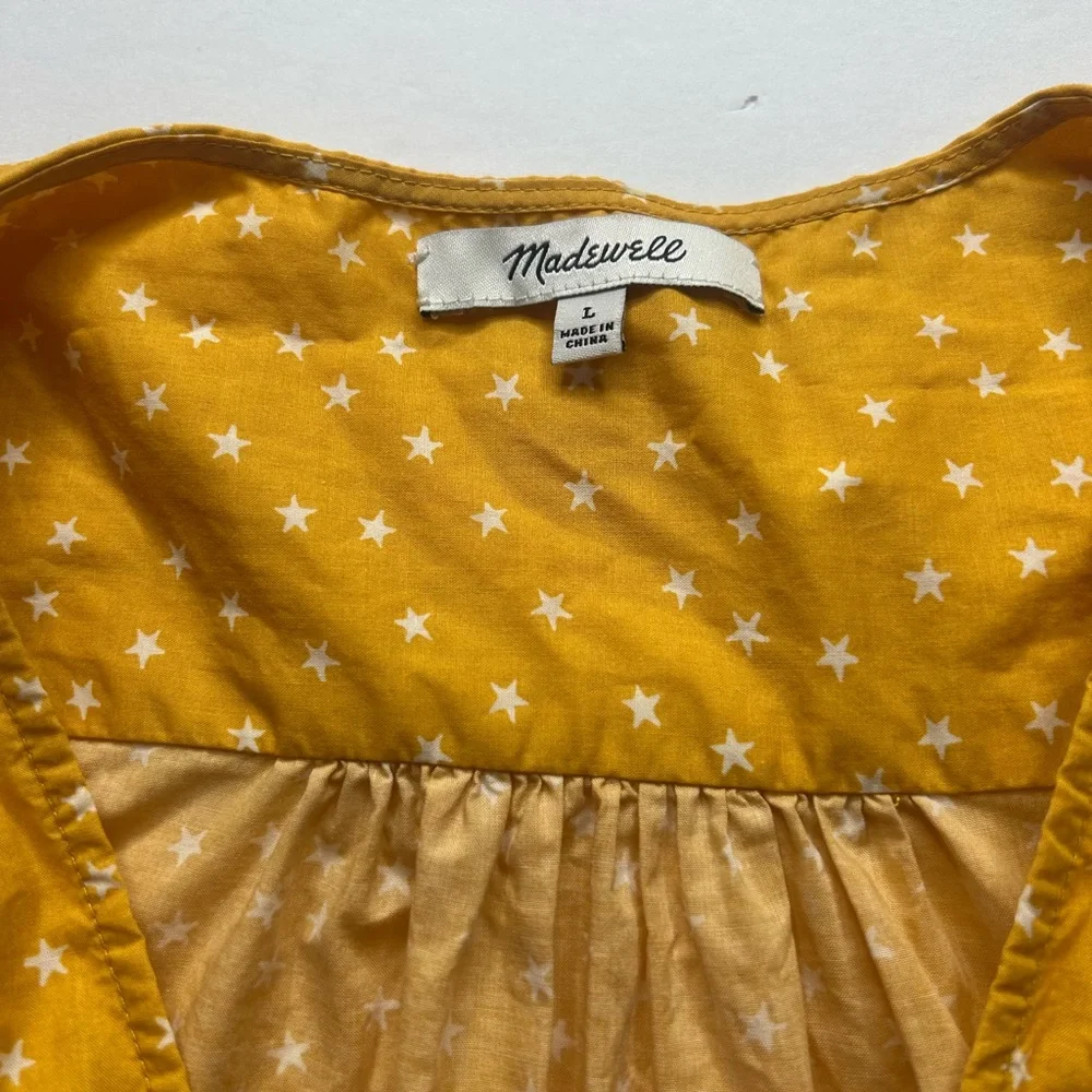 Madewell Yellow Polka Dot Wrap Blouse